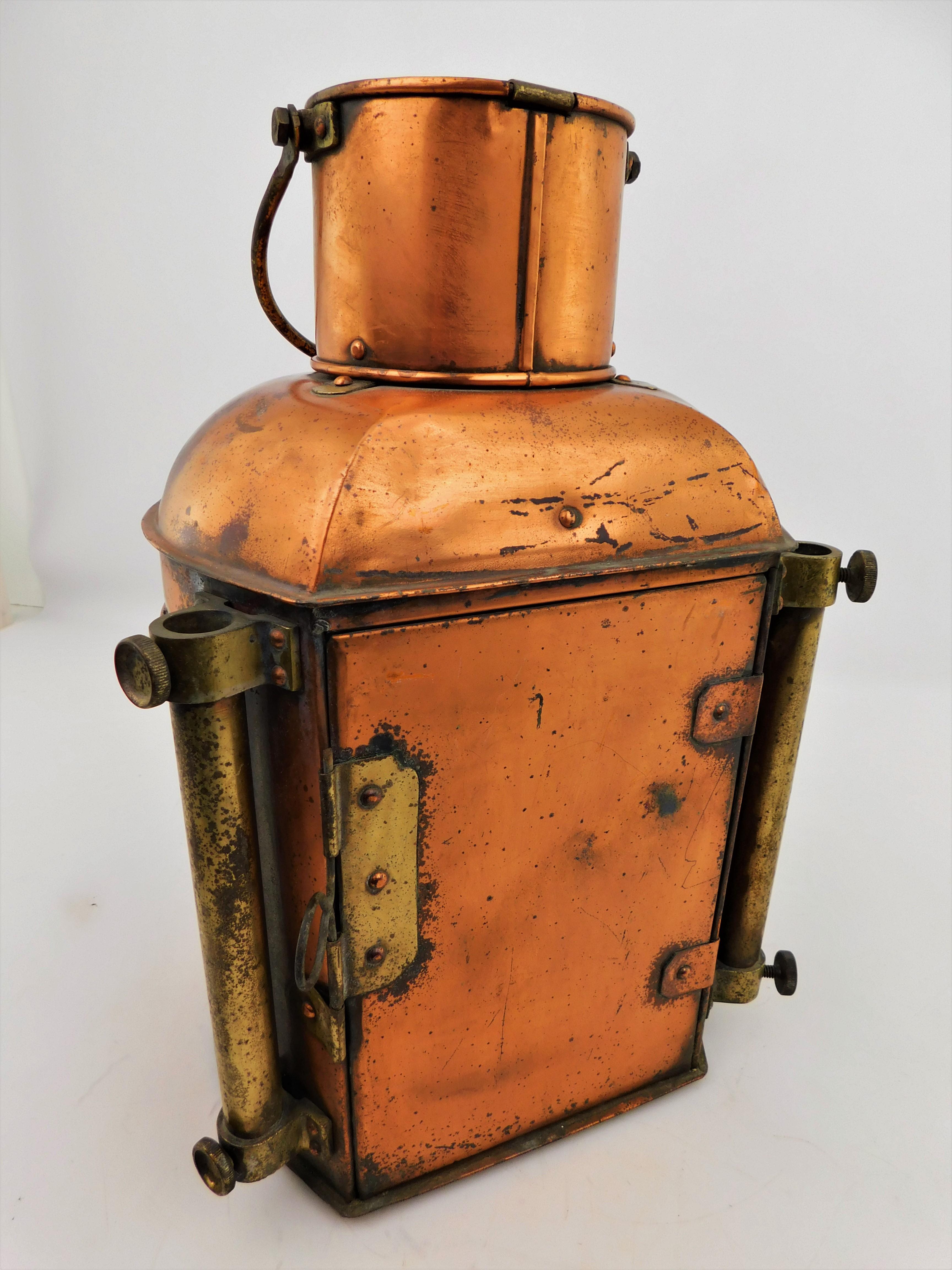 Antique Copper and Brass Ship's Masthead Lantern Light Nippon Sento Co. Japan 1