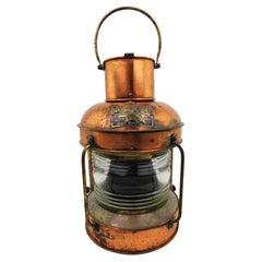 Antique Copper and Brass Ship's Masthead Lantern Light Nippon Sento Co. Japan