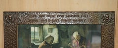 ANTIQUE COPPER ARTS & CRAFTS SCOTTISH BURNS QUOTE FRAME WiTH H.J DOBSON PRINT