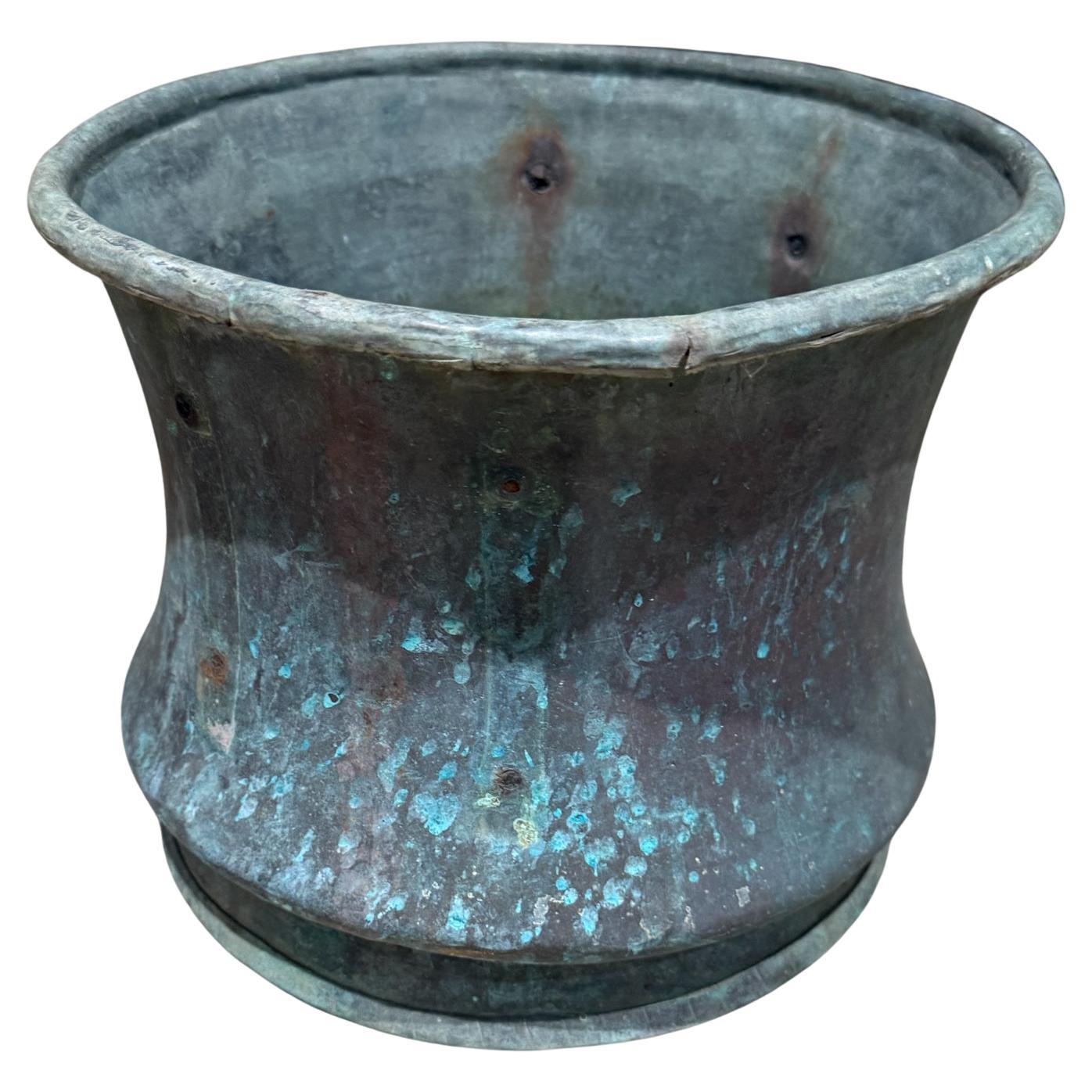 Antike Kupfer Korb keine Griffe Wasser Topf Kessel Pflanzer im Angebot