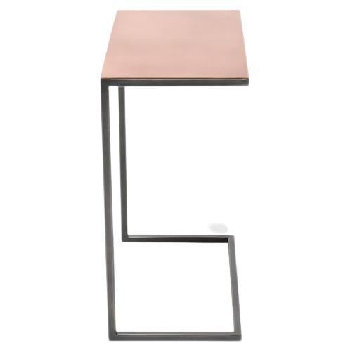 Antique Copper & Blackened Steel Side Table For Sale