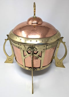 Antique Copper & Brass Art Nouveau Wine Cooler or Ice Bucket Planter WMF