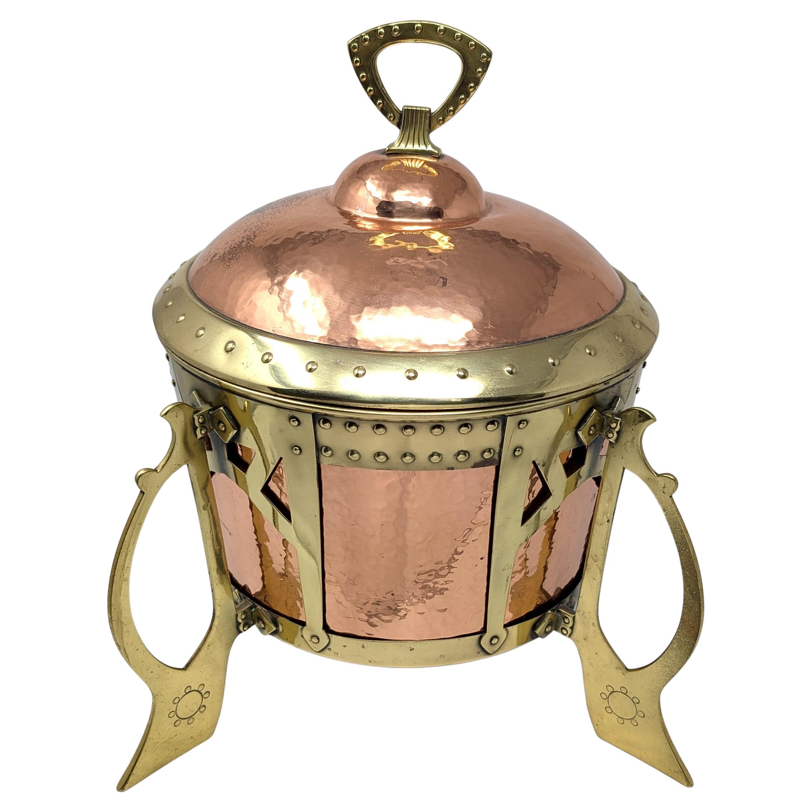 Antique Copper & Brass Art Nouveau Wine Cooler or Ice Bucket Planter WMF