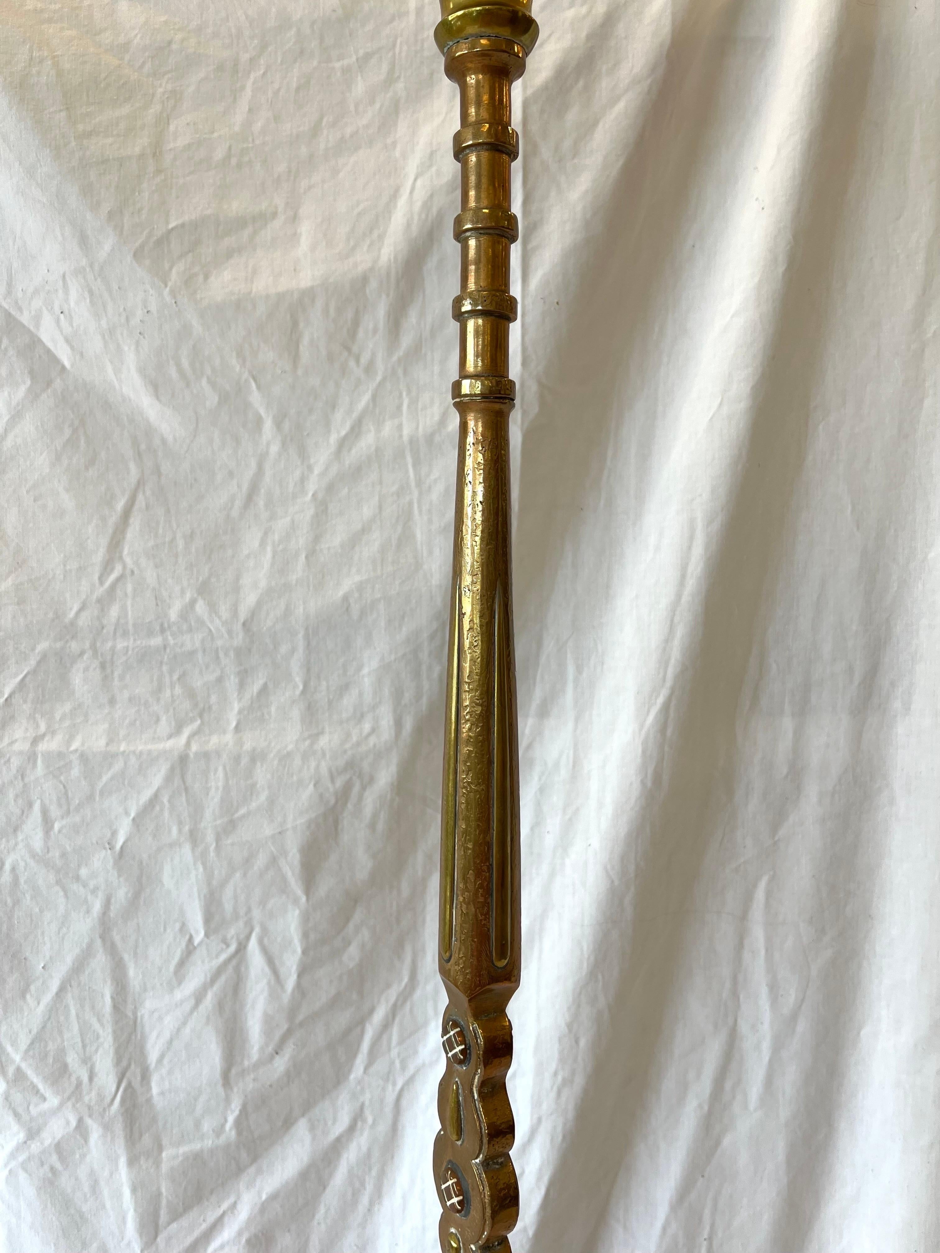Antique Copper Brass Mixed Metal Ornate Moorish Style Hand Crafted Floor Lamp For Sale 6