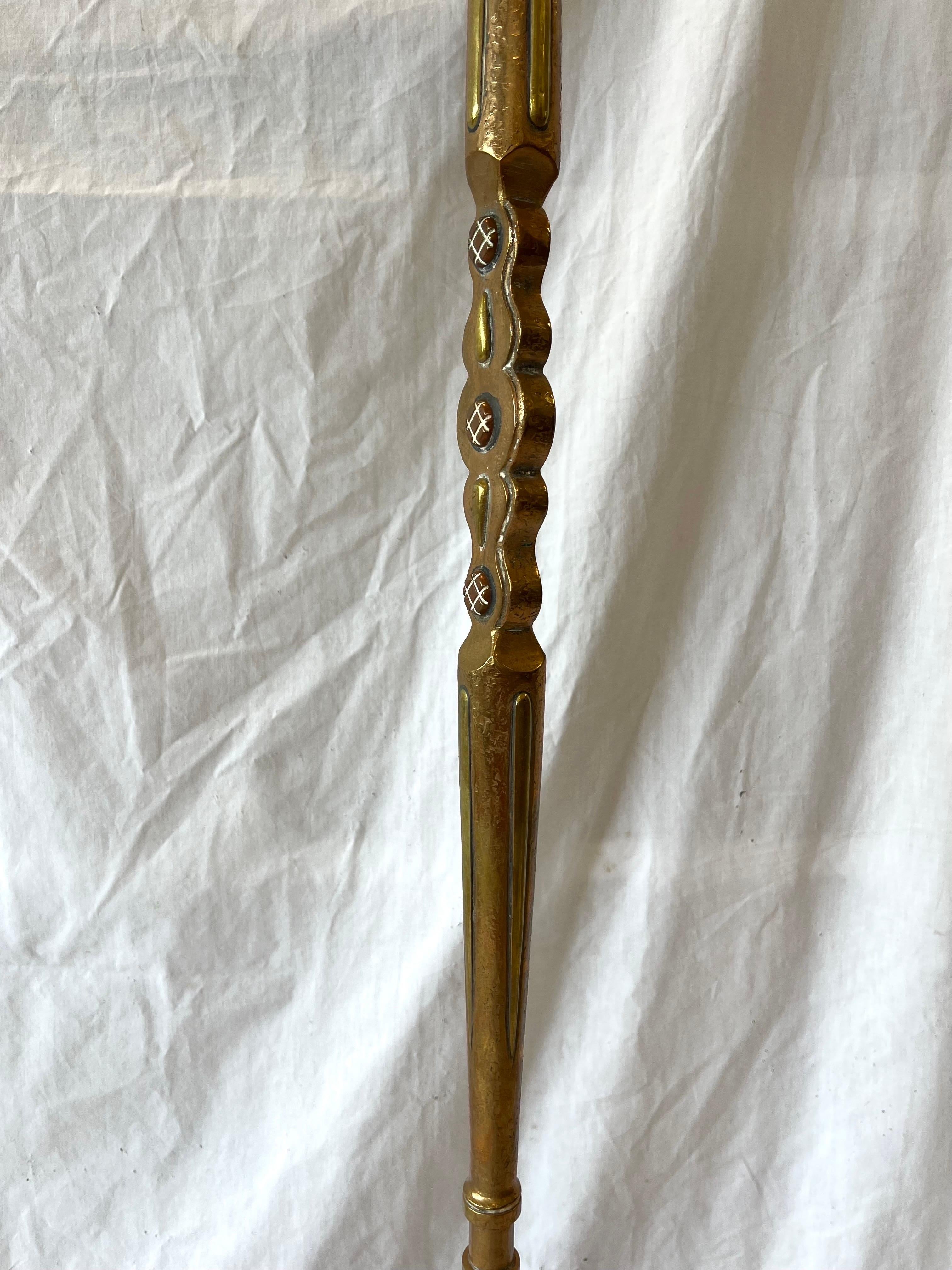 Antique Copper Brass Mixed Metal Ornate Moorish Style Hand Crafted Floor Lamp For Sale 7