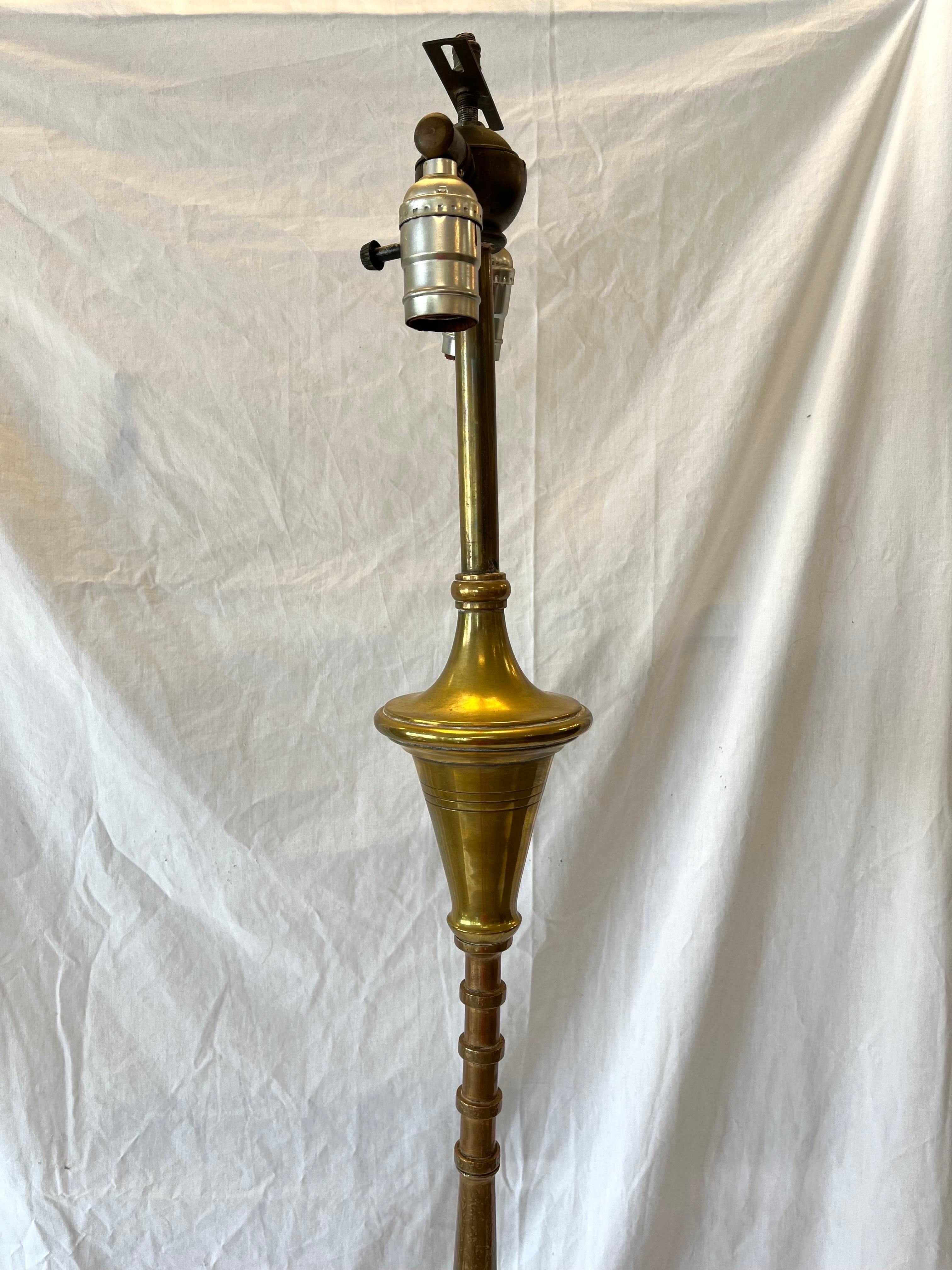 European Antique Copper Brass Mixed Metal Ornate Moorish Style Hand Crafted Floor Lamp For Sale