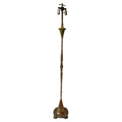 Vintage Copper Brass Mixed Metal Ornate Moorish Style Hand Crafted Floor Lamp