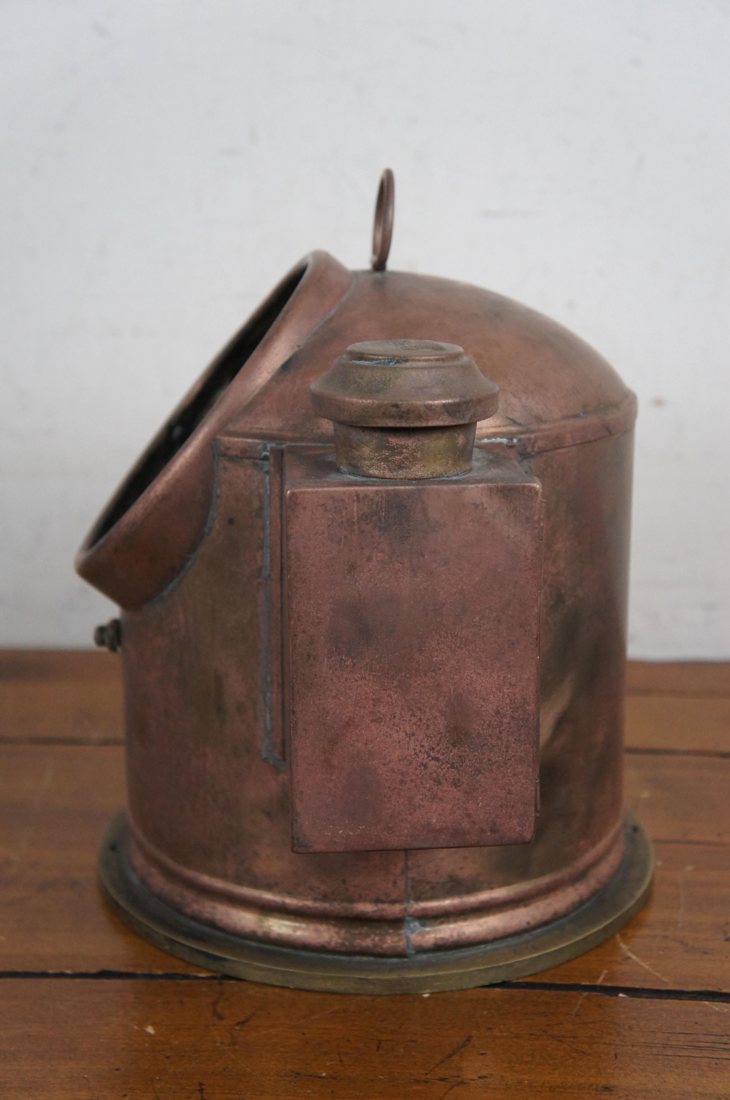 Antique Copper Brass Nautical Maritime Gimbal Compass Binnacle Oil Lamp 11
