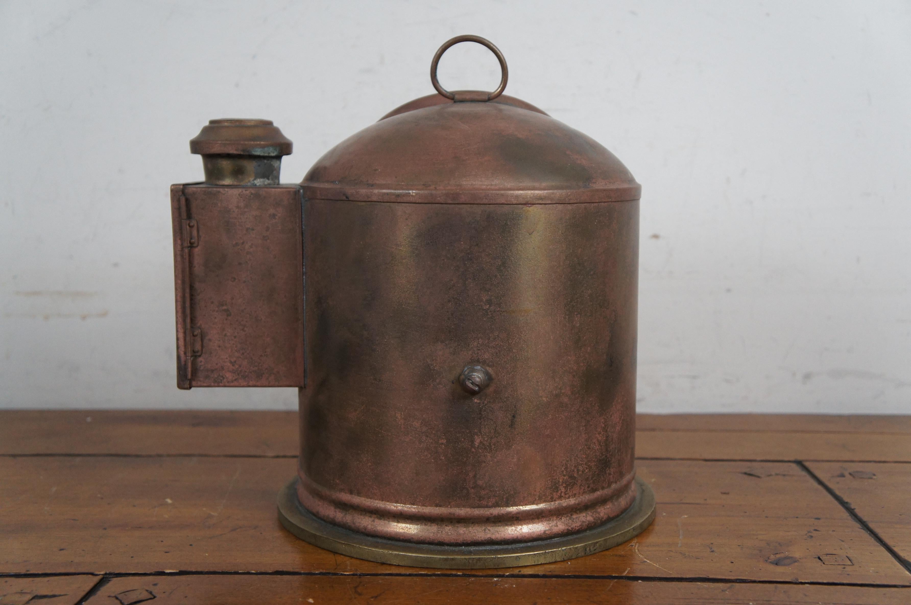 Antique Copper Brass Nautical Maritime Gimbal Compass Binnacle Oil Lamp 11