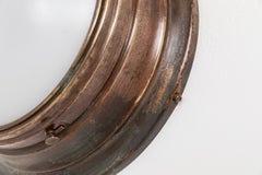 Antique Copper Brass Opaline Glass Flush Mounted Bulkhead Light. c.1930