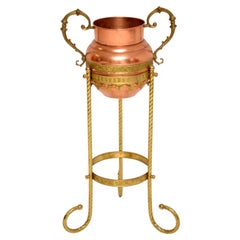 Antique Copper & Brass Plant Stand