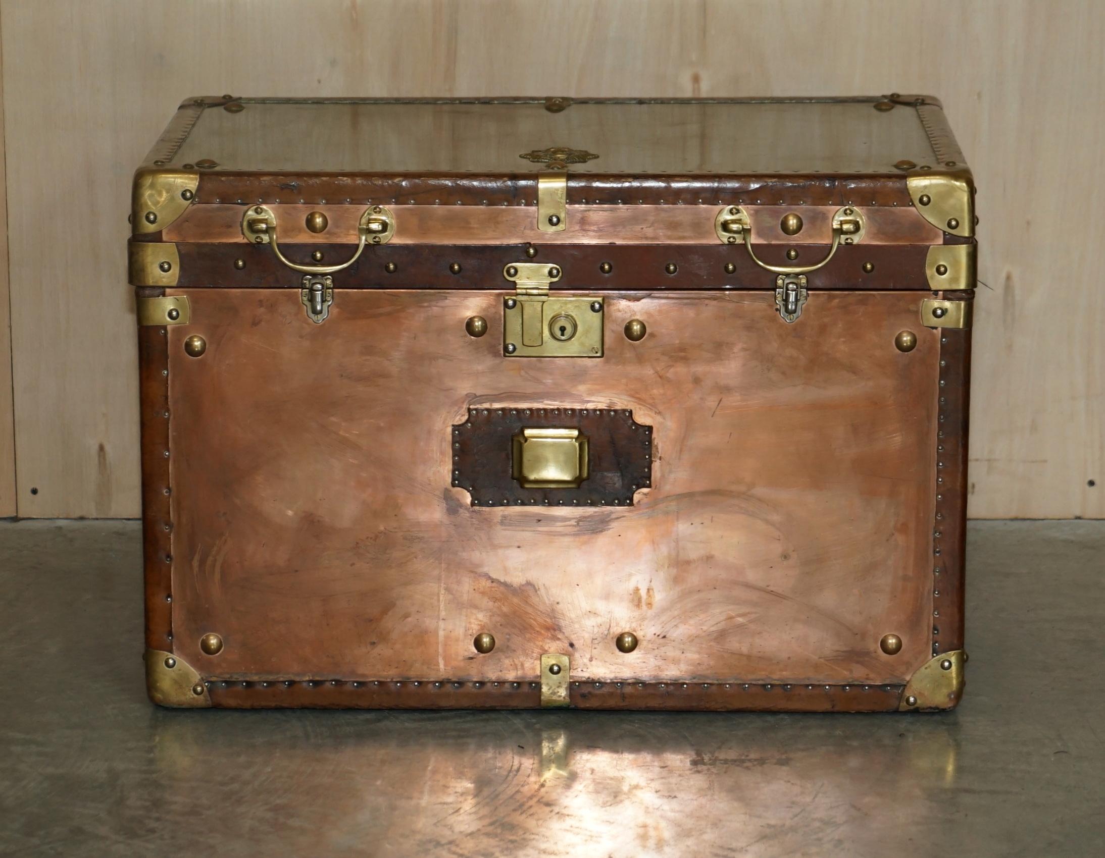 Royal House Antiques

Royal House Antiques is delighted to offer for sale this lovely vintage Royal Marines campaign chest in copper and brass with a plaque to the top reading “Per Mare Per Terram” which is Latin for by sea by land, the motto of the