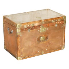 ANTIQUE COPPER & BRASS ROYAL MARINES CAMPAIGN TRUNK CHEST iCHENEY LOCKS