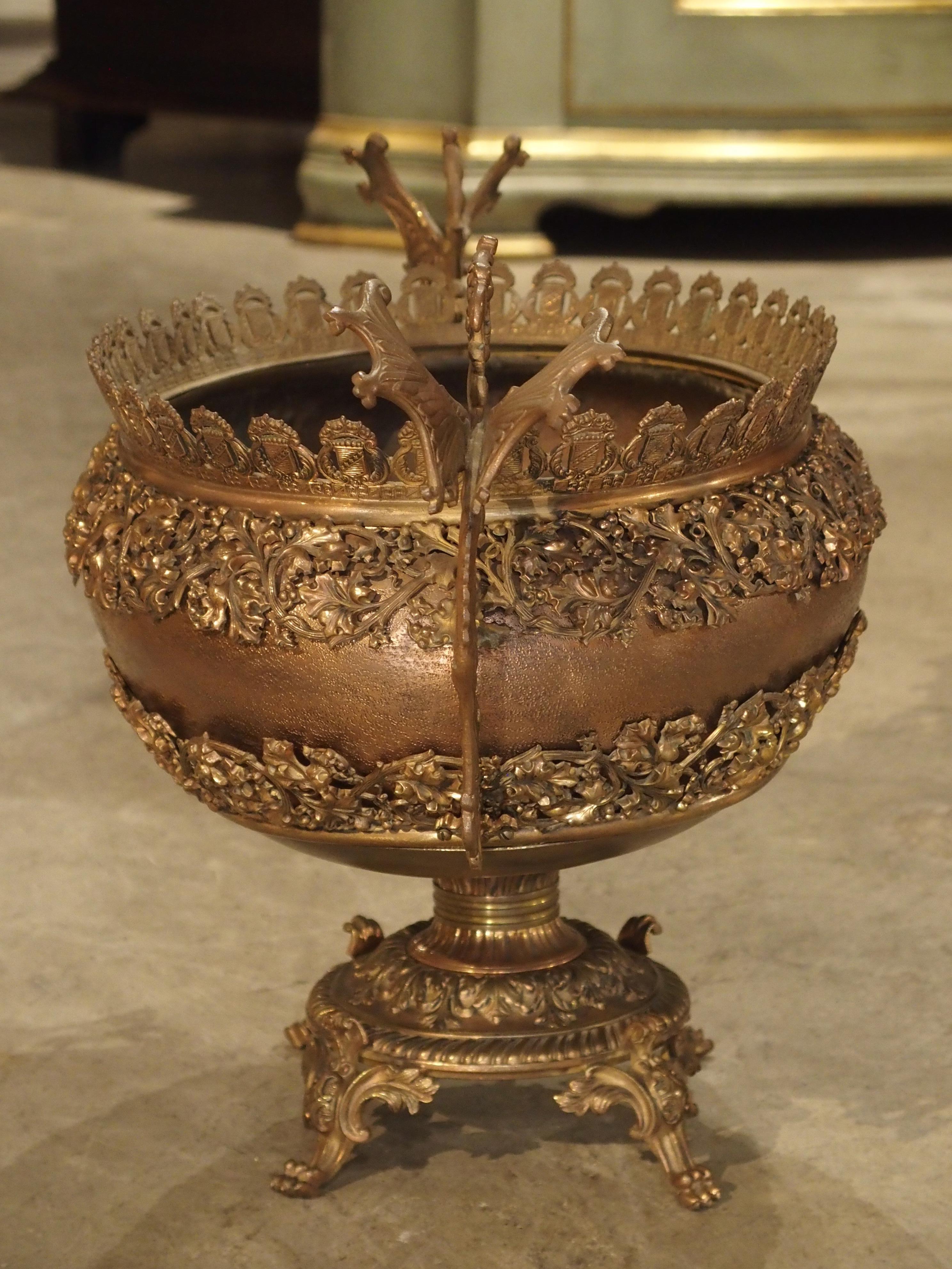 Antique Copper, Bronze, and Mixed Metal Planter from France, Early 1900s 6