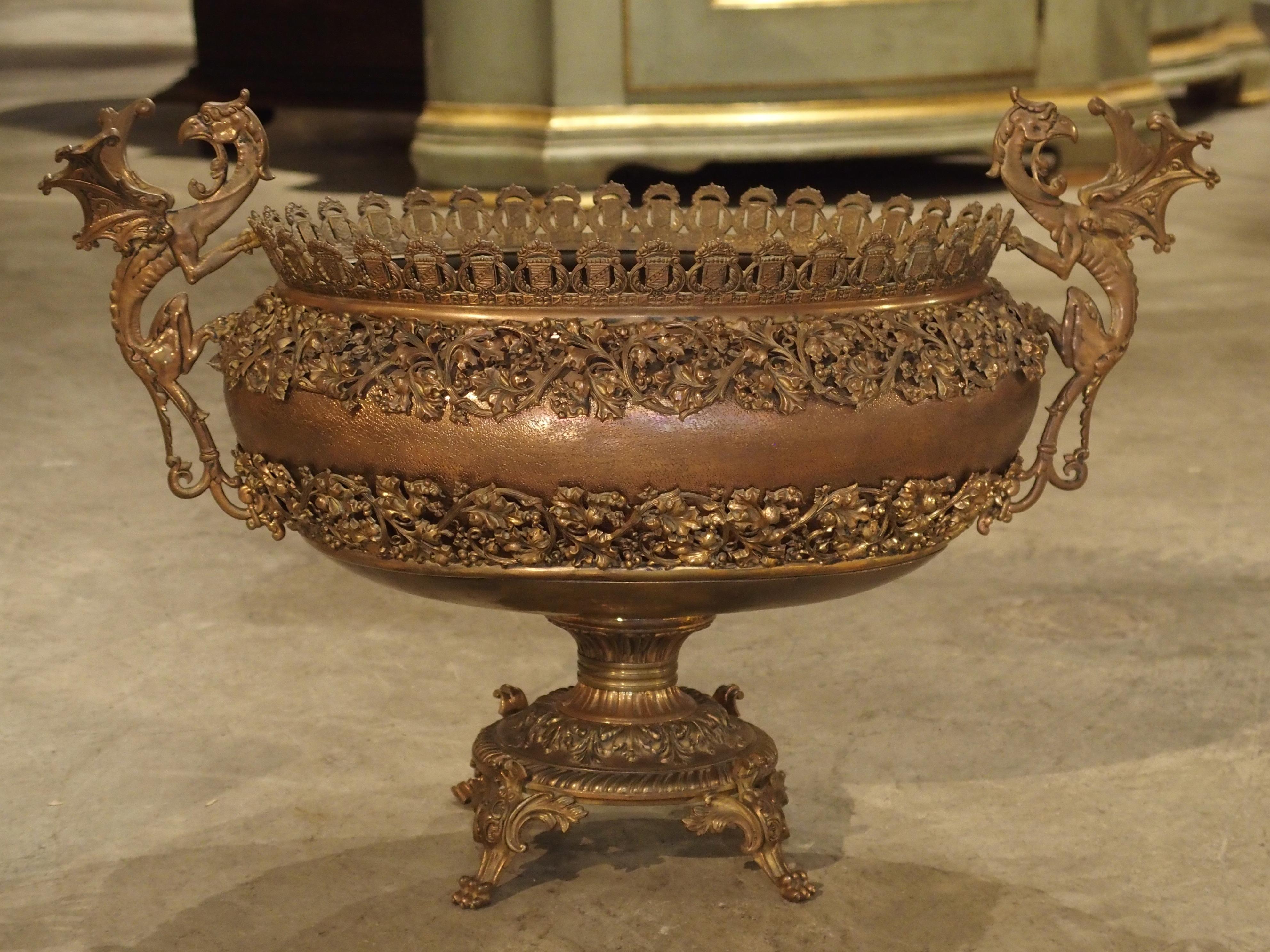 Antique Copper, Bronze, and Mixed Metal Planter from France, Early 1900s 7