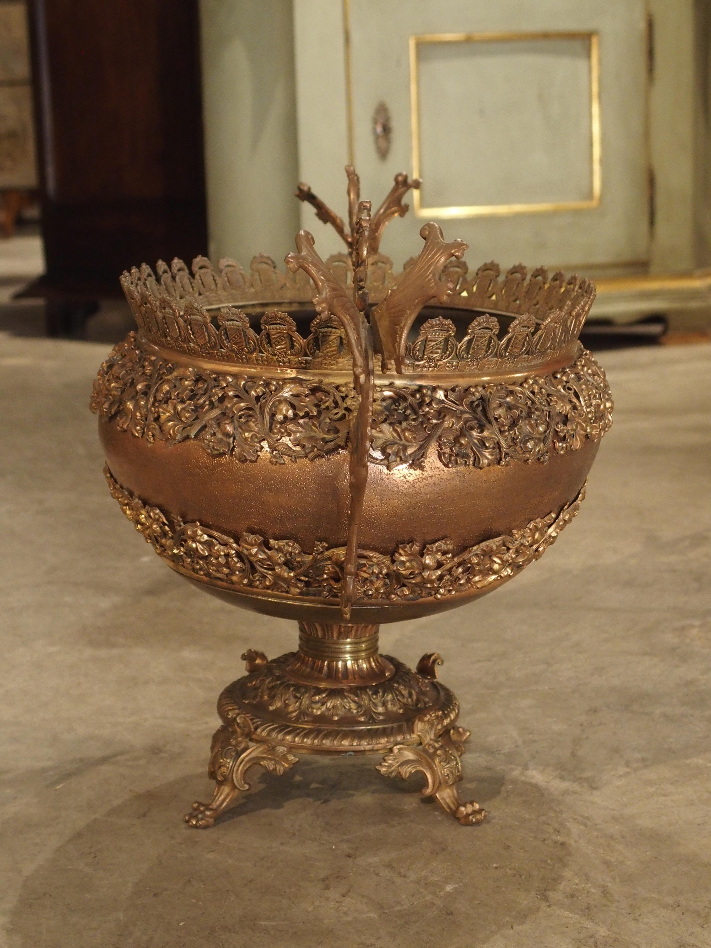 Antique Copper, Bronze, and Mixed Metal Planter from France, Early 1900s 8