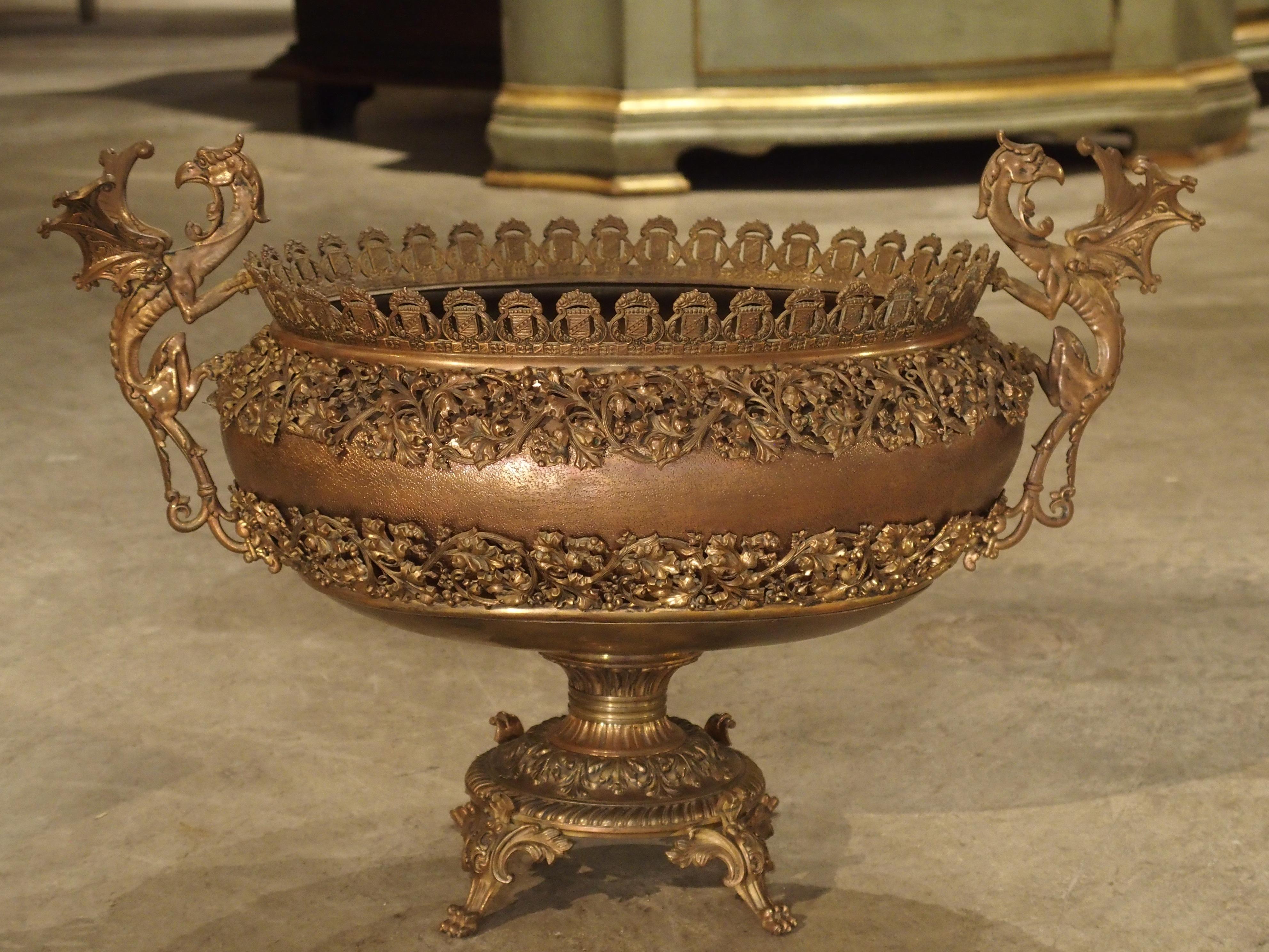 Antique Copper, Bronze, and Mixed Metal Planter from France, Early 1900s 2