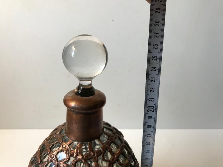Antique Copper Caged Decanter with Celtic Symbolism For Sale 4