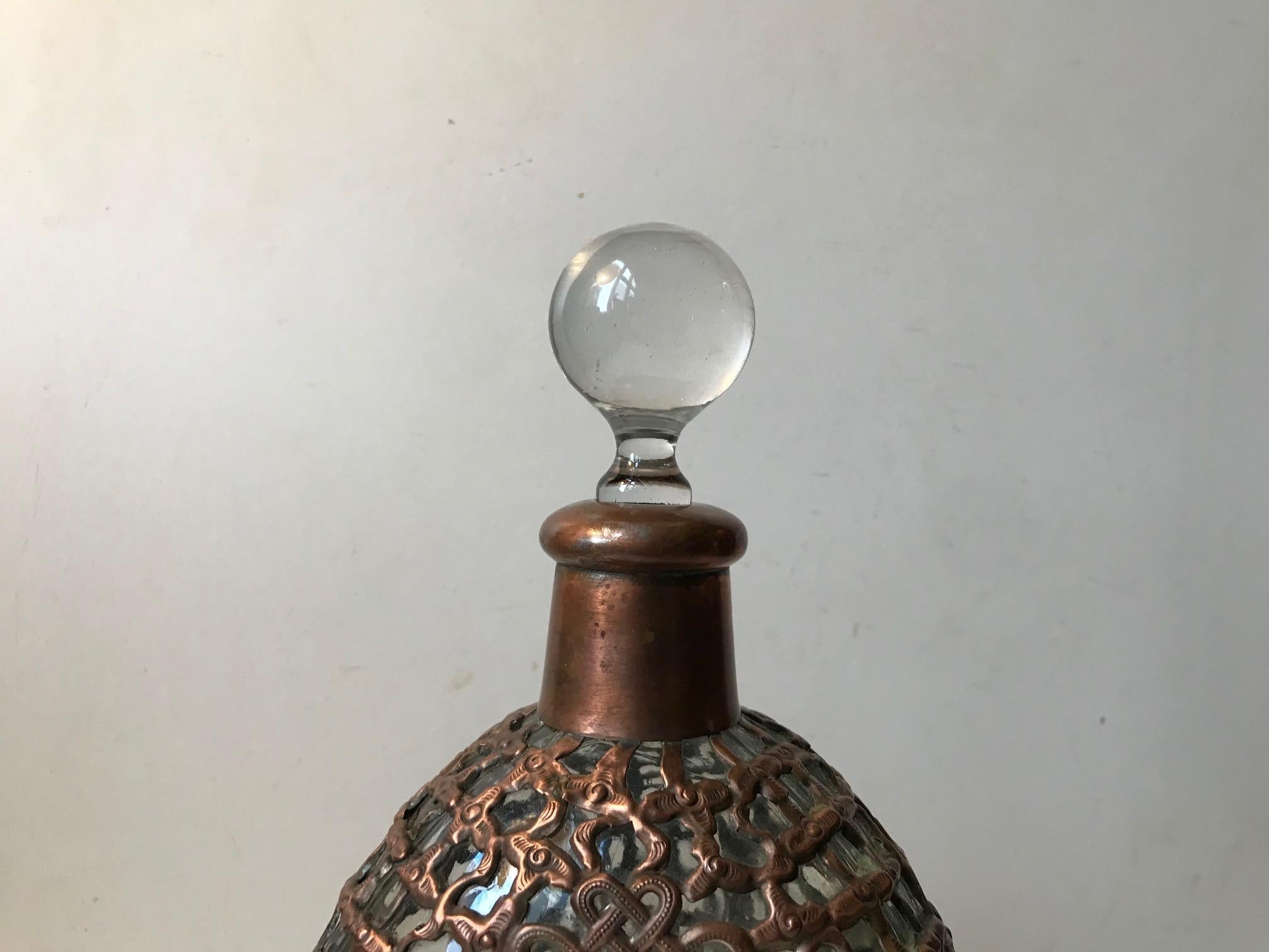 Early 20th Century Antique Copper Caged Decanter with Celtic Symbolism