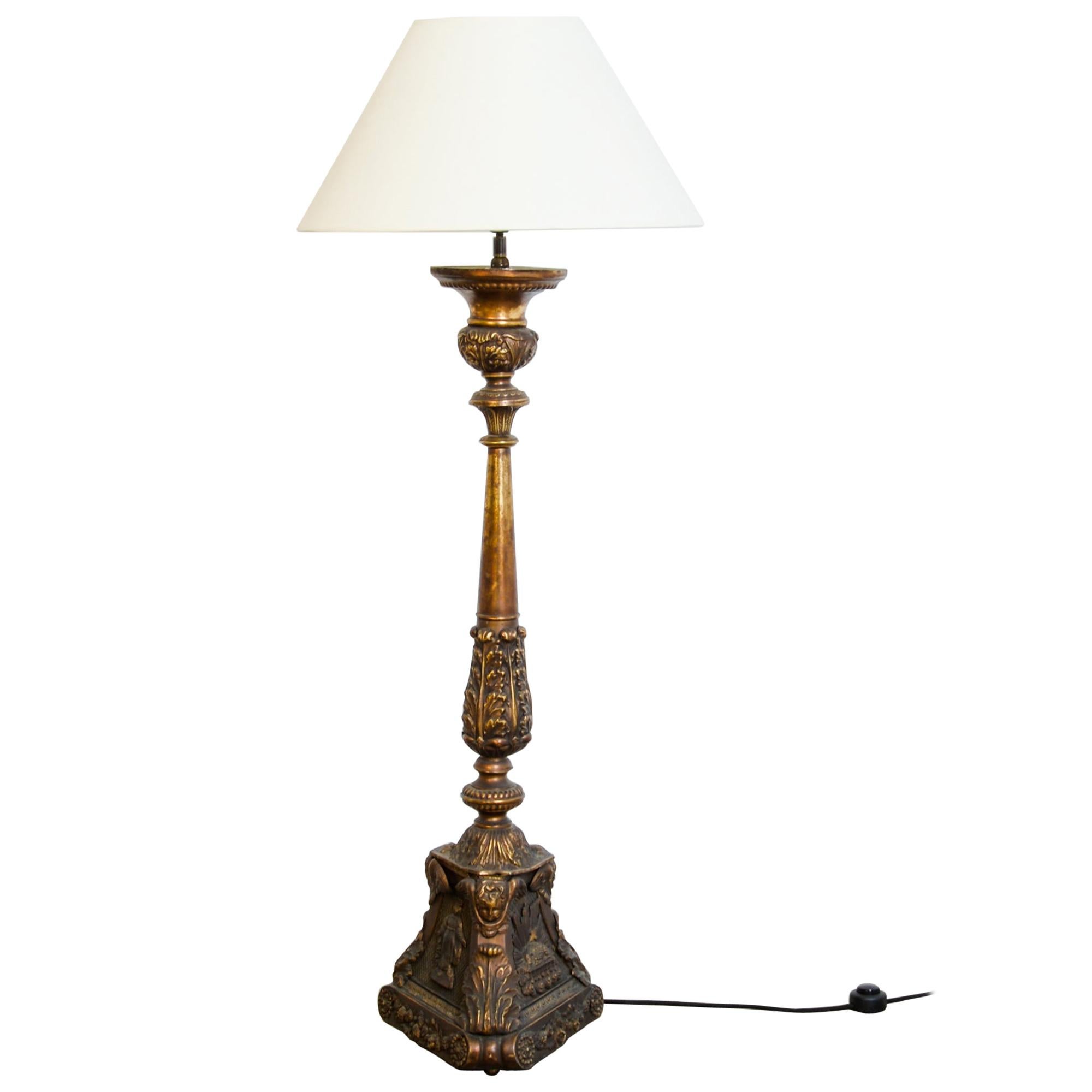 Antique Copper Candelabra Floor Lamp