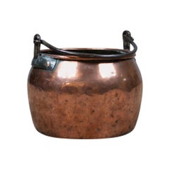 Antiker Kupfer-Kauldron, georgianischer Topf, Kaminholz- oder Kohleskulptur, schwer