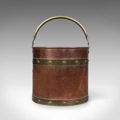 Antique Copper Coal Bin, English, Victorian, Fireside Scuttle Bucket, circa 1890