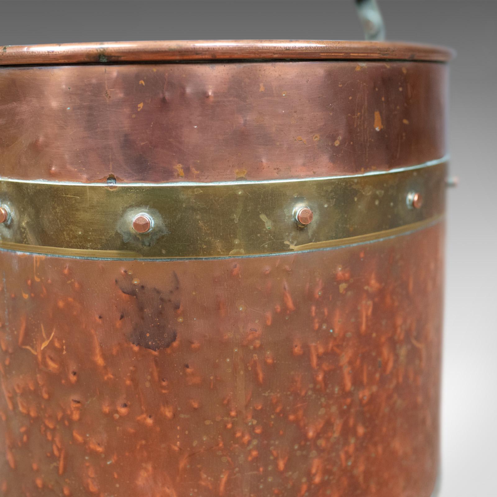 Antique Copper Coal Bin, English, Victorian, Fireside Scuttle Bucket, circa 1890 In Good Condition In Hele, Devon, GB