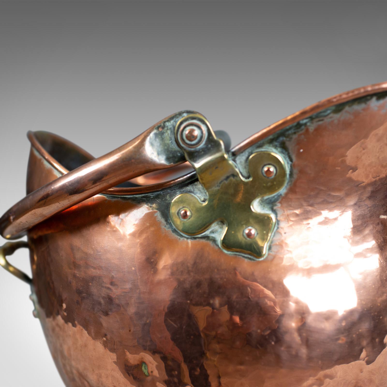 Arts and Crafts Antique Copper Coal Bin, Fireside, Scuttle Bucket, Percy Metal Works London 1929