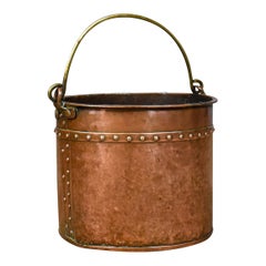 Antique Copper Coal Bucket, English, Victorian, Fireside Scuttle, circa 1850