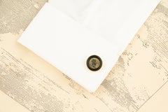 Antique Copper Coin Black Jadeite Cufflinks 18k Yellow Gold Design by Ella Gafte