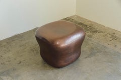 Antique Copper Cushion Drumstool by Robert Kuo, Hand Repousse, Contemporary