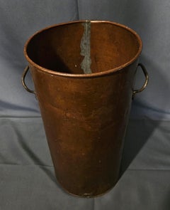 Porte-parapluies cylindrique en cuivre antique avec poignées