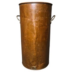 Antique Copper Cylindrical Umbrella Stand with Handles