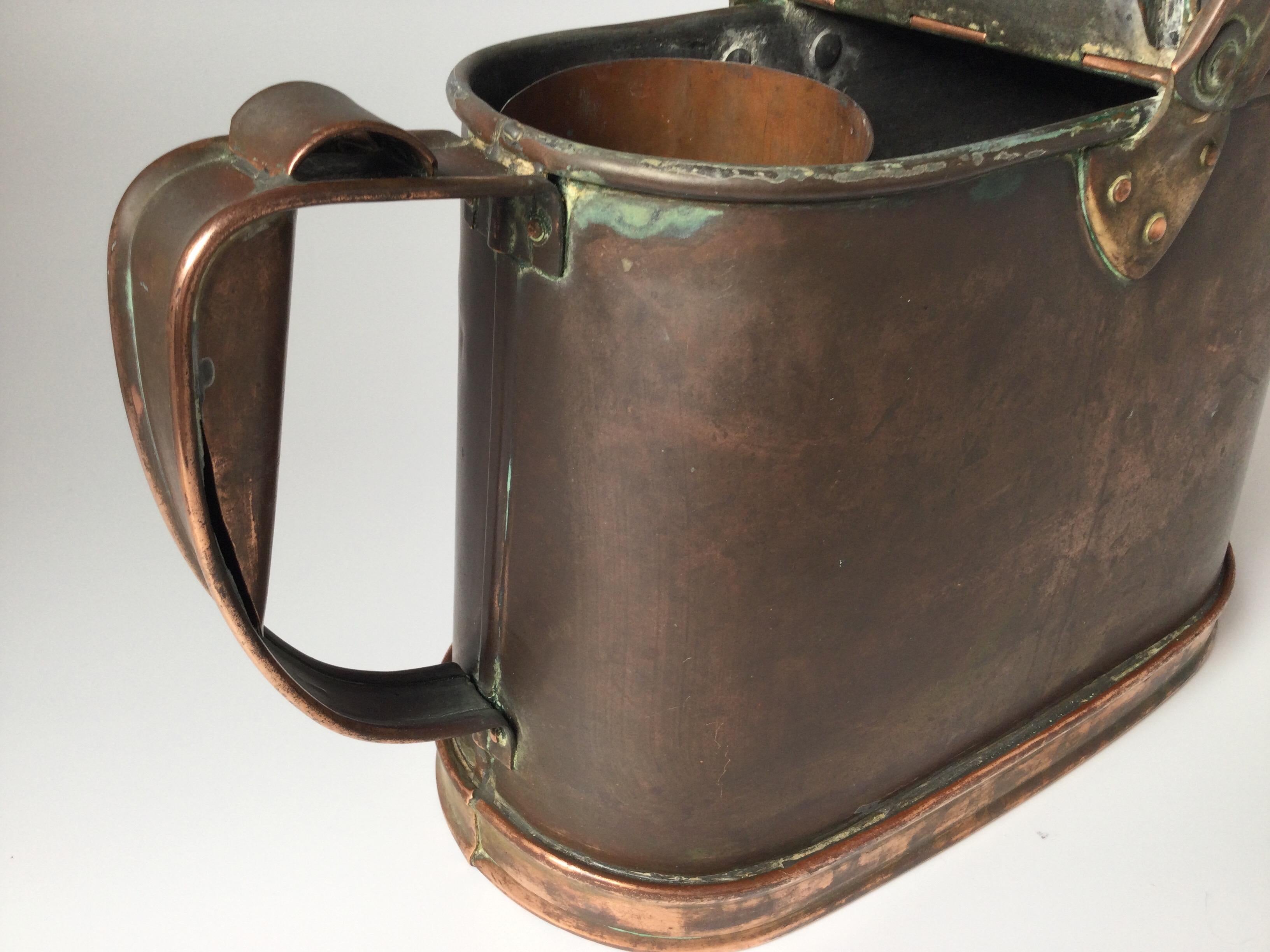 Antique Copper English Water Can with Flower Holder 1