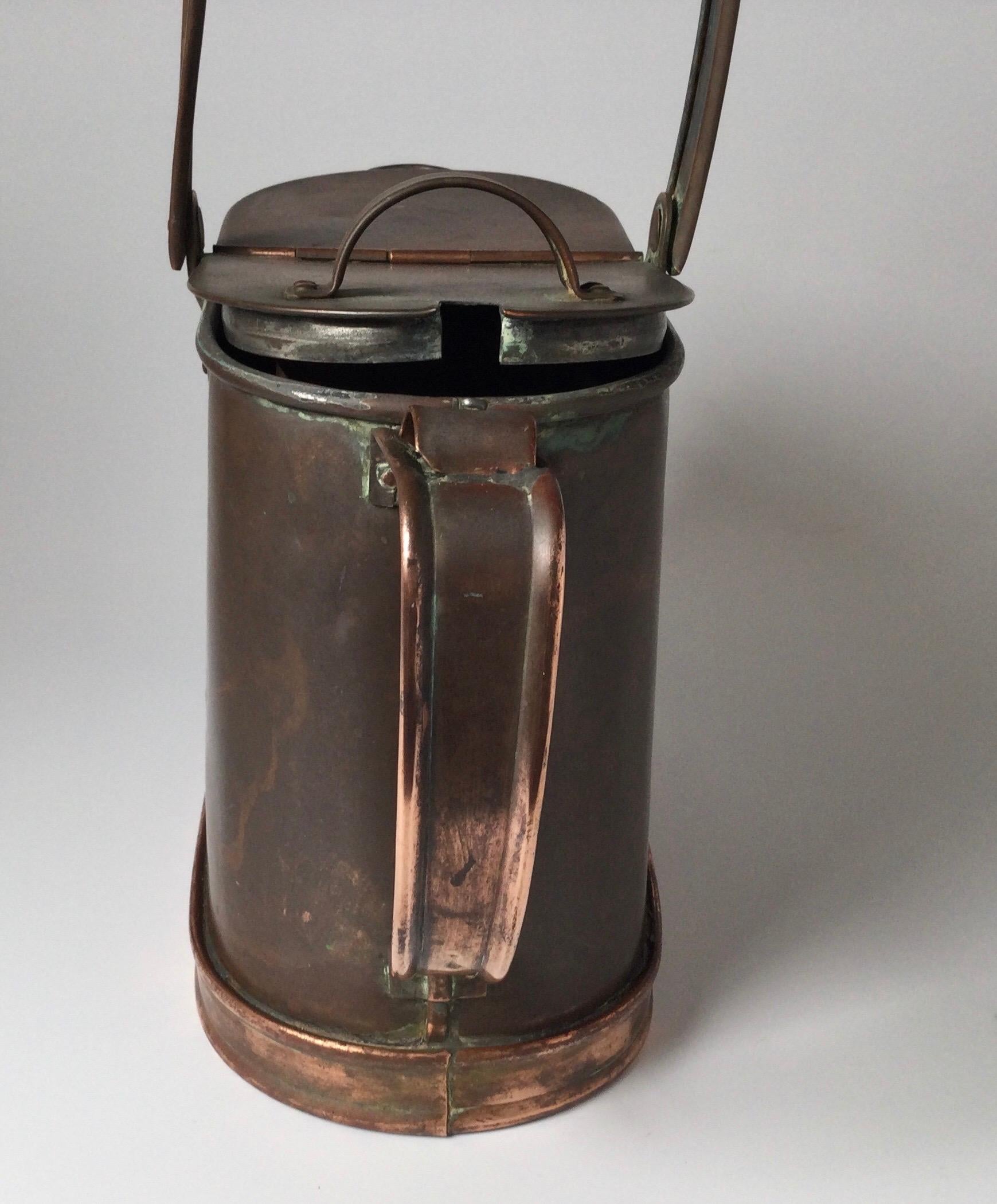 Antique Copper English Water Can with Flower Holder 4