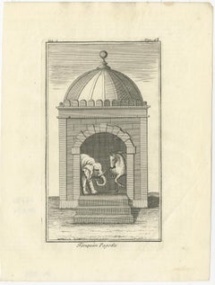 Antique Copper Engraved Print of a View of a Pagoda in Tonkin, Vietnam, 1739
