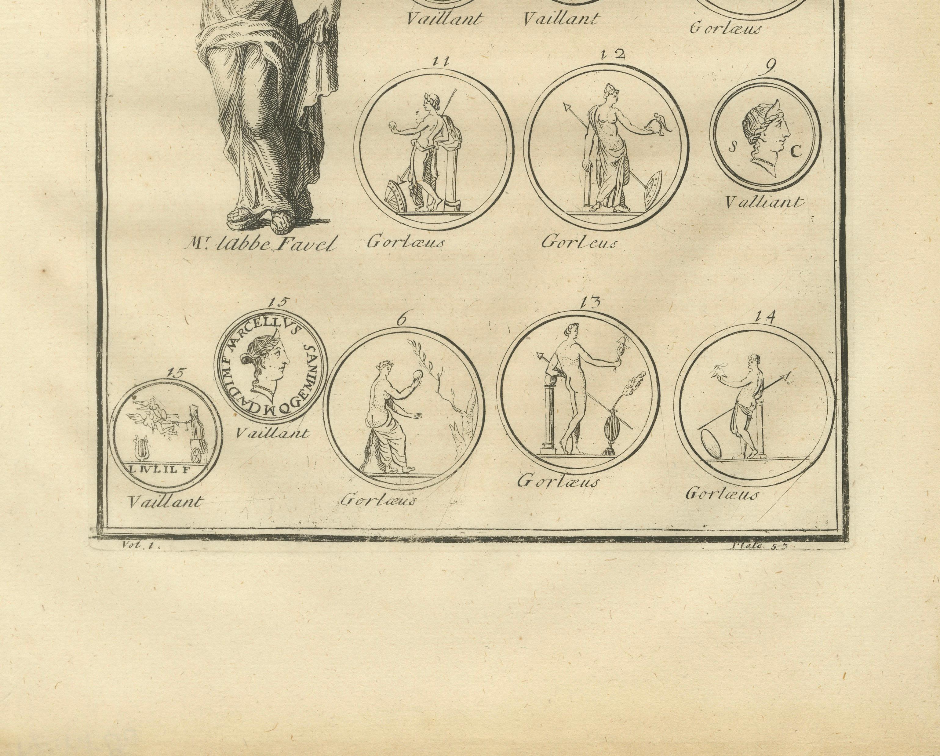 Antique Copper Engraving, Mythological Relief, Early 18th Century