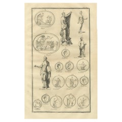 Antique Copper Engraving, Mythological Relief, Early 18th Century