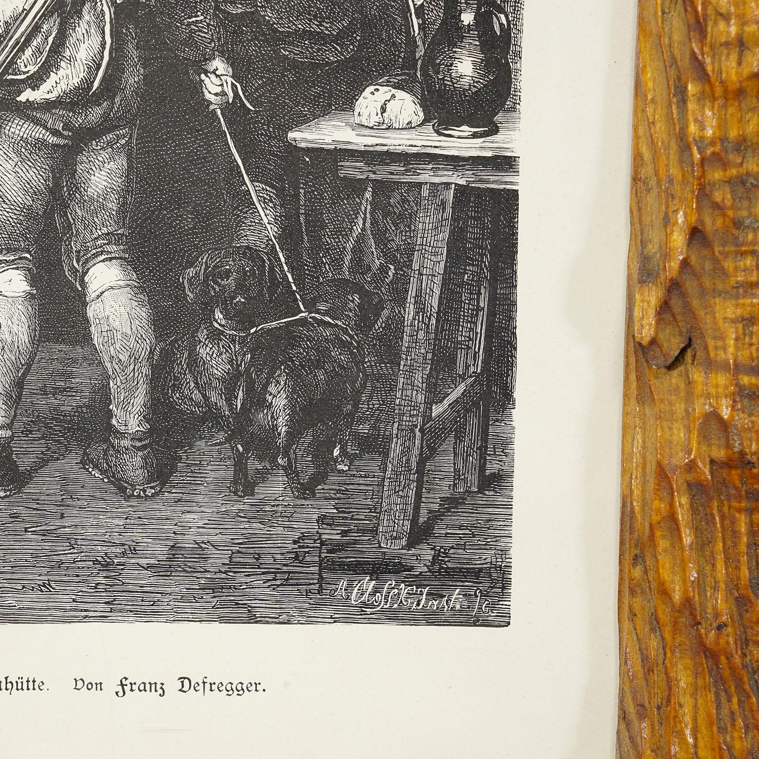 Allemand Impression ancienne en cuivre avec scène bavaroise, vers 1900 en vente