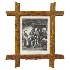 Grabado antiguo en cobre con escena bávara ca. 1900