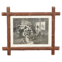 Grabado antiguo en cobre con escena popular bávara ca. 1900