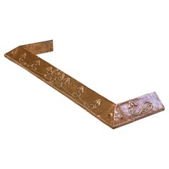 Antique Copper Fireplace Fender with Art Nouveau Floral Motif