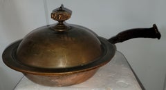 Antique Copper Frying Pan with Deer Antler Handles