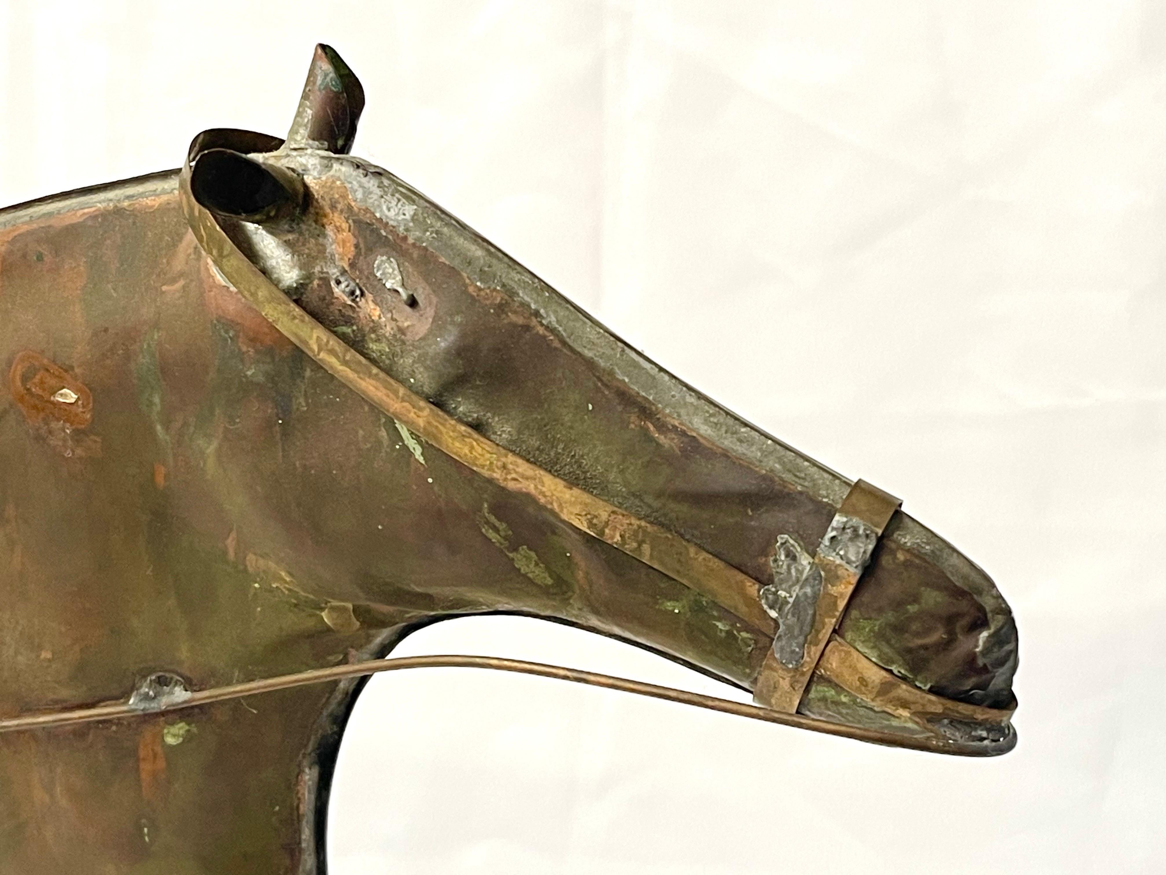 Antikes Kupferpferd und Jockey mit Sulky Weathervane im Angebot 9