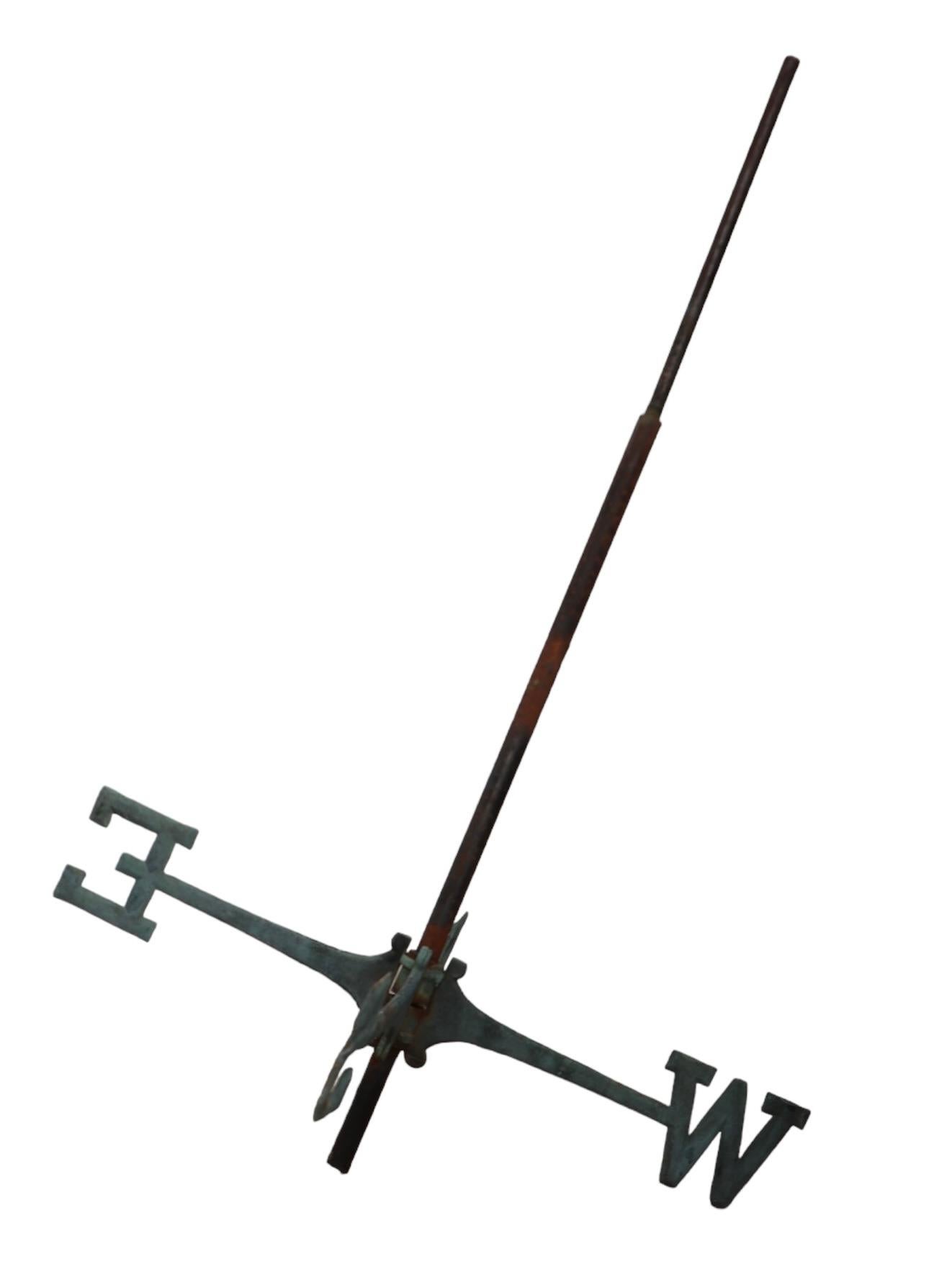 Antique Copper  Horse Weather Vane in Fine Verdigris Finish c Late 19th C. For Sale 2