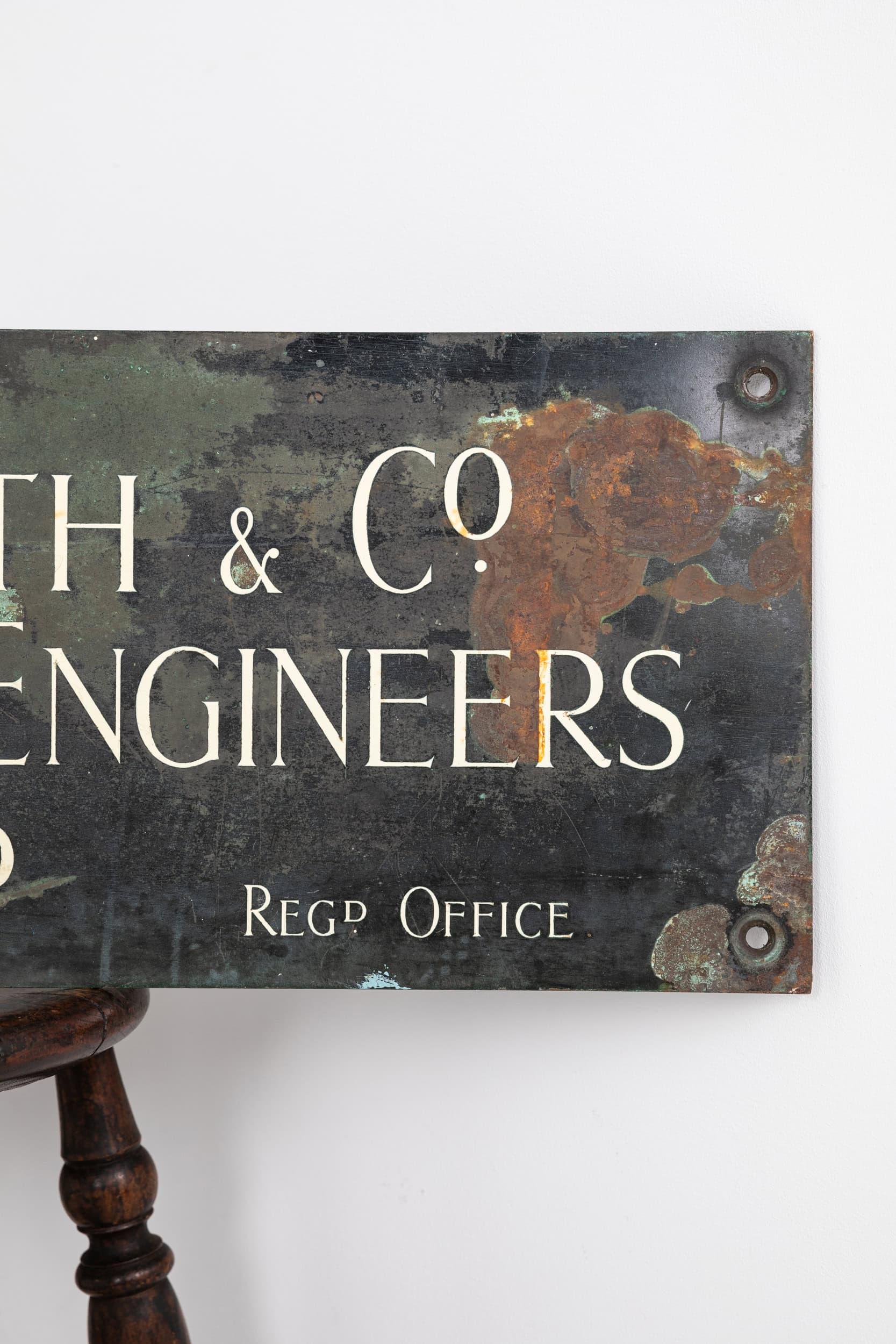 Art Deco Antique Copper Inlaid Entranceway Wall Trade Sign Plaque. c.1920