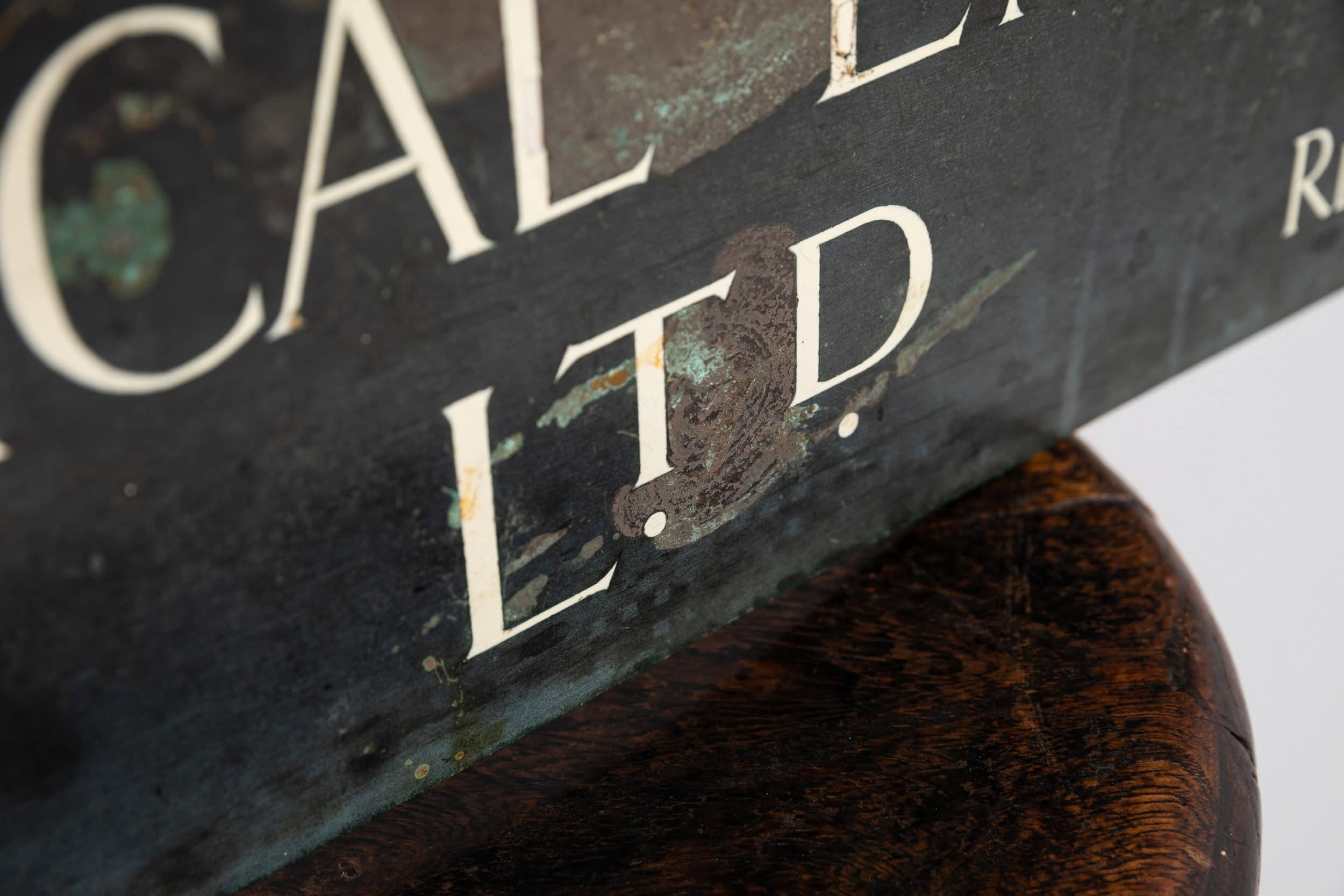English Antique Copper Inlaid Entranceway Wall Trade Sign Plaque. c.1920