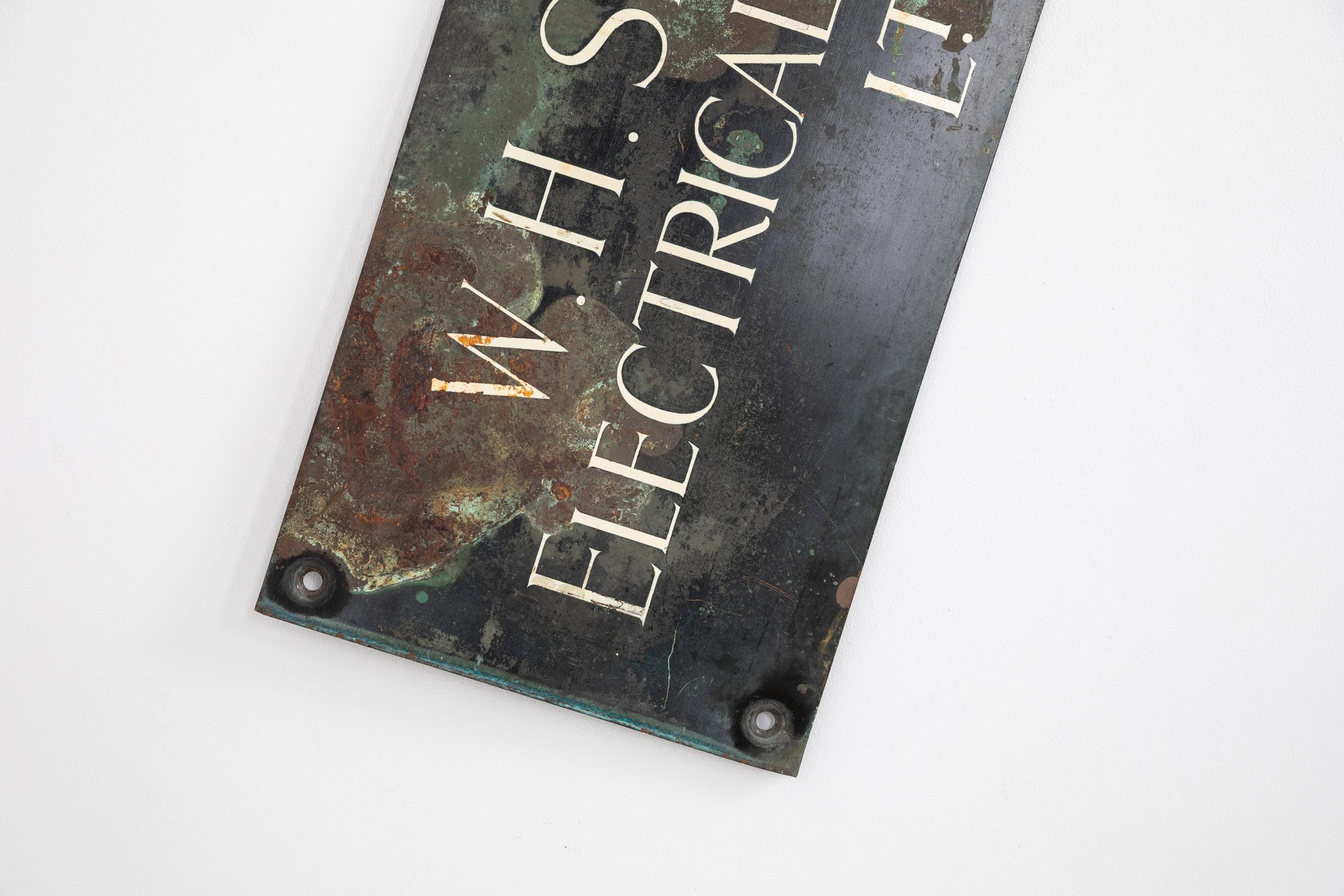 Inlay Antique Copper Inlaid Entranceway Wall Trade Sign Plaque. c.1920
