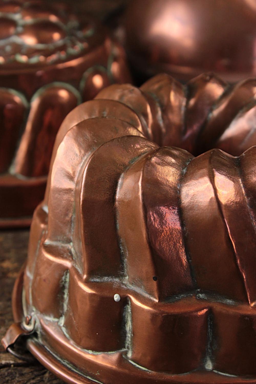 European Antique Copper Jelly Moulds, 20th Century For Sale