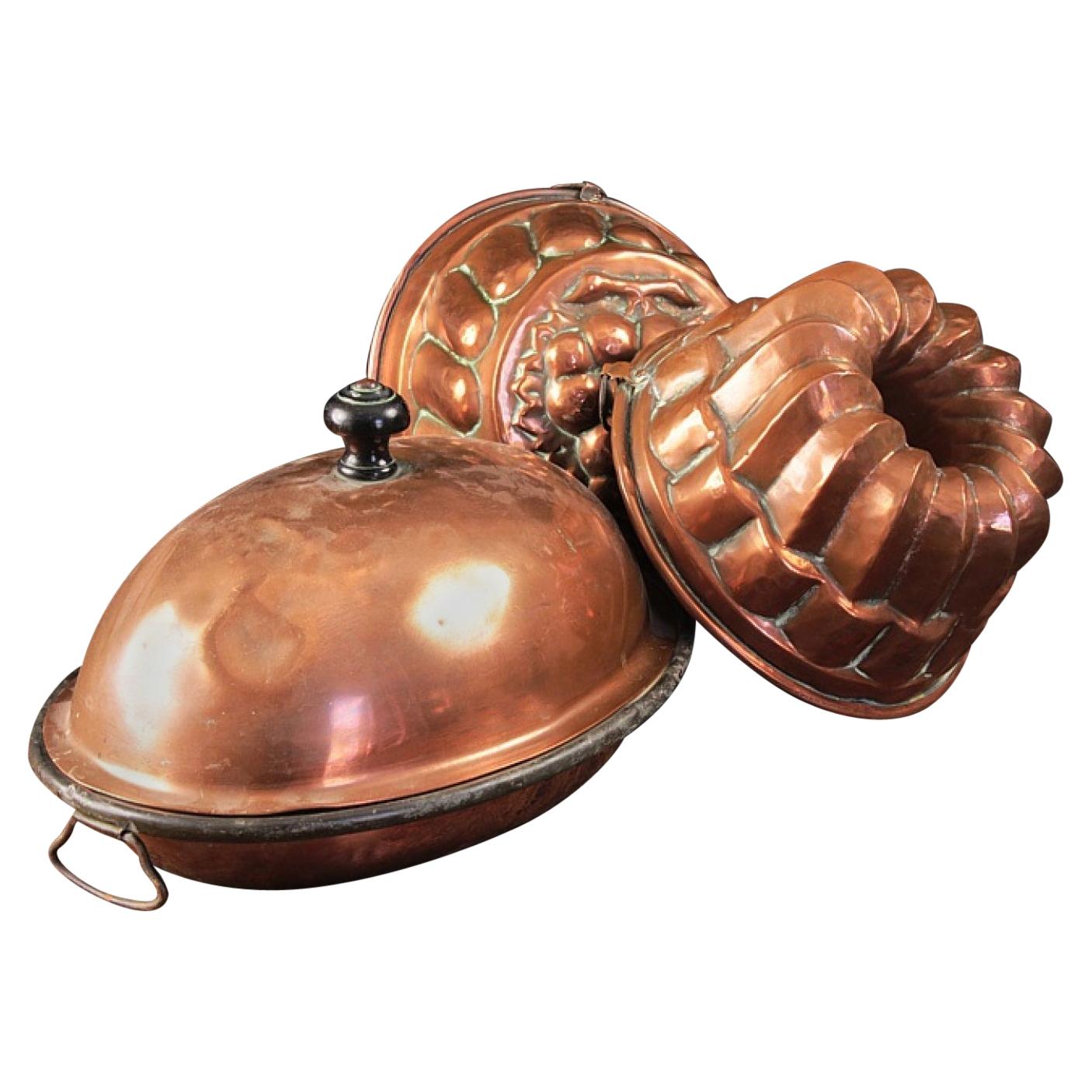 Antique Copper Jelly Moulds, 20th Century For Sale